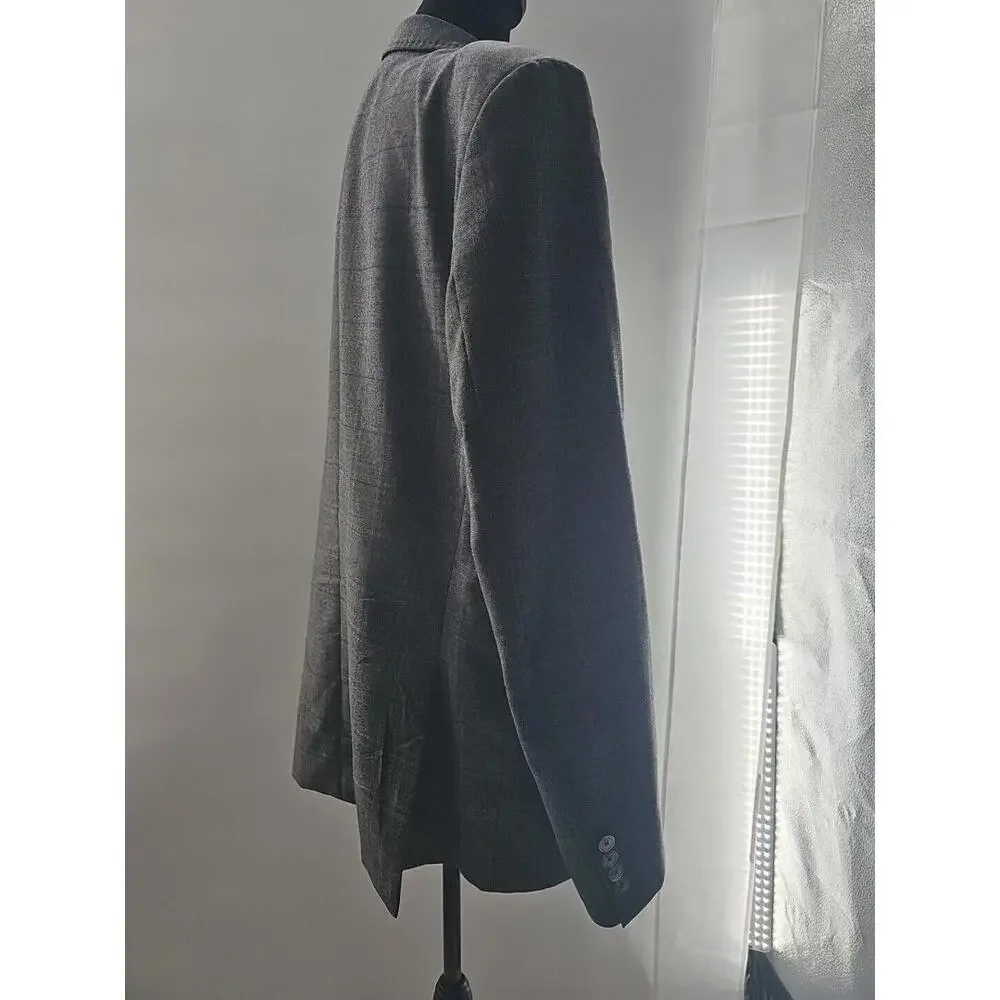 Hugo Boss Men's Blazer‎ 46R Plaid Gray Lanificio Tesse Biella Wool Sport Coat